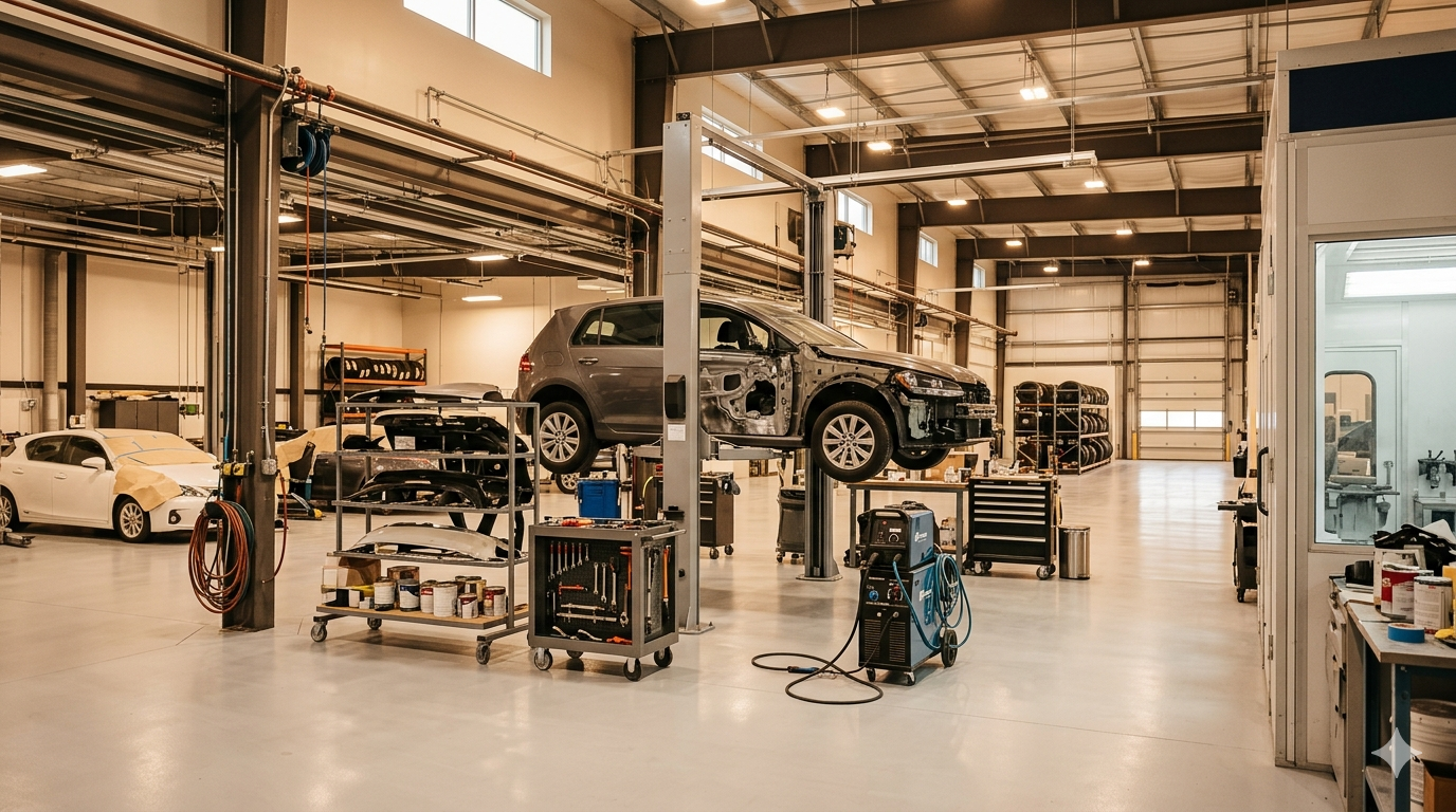 Professional auto body shop collision repair facility