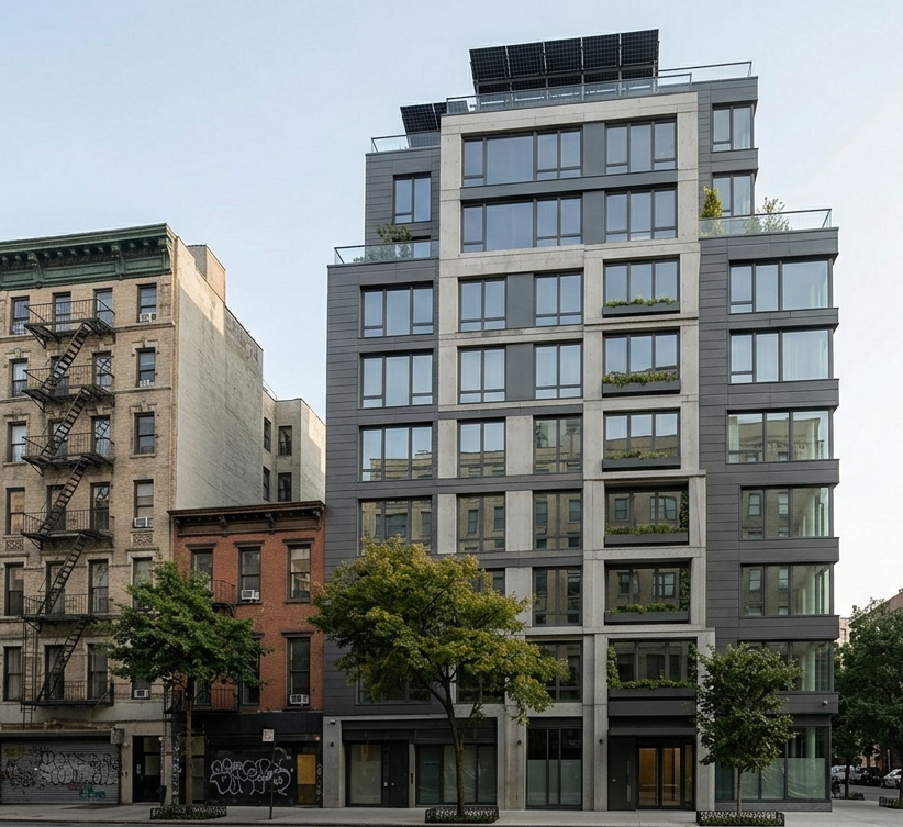 NYC condominium building with energy-efficient upgrades